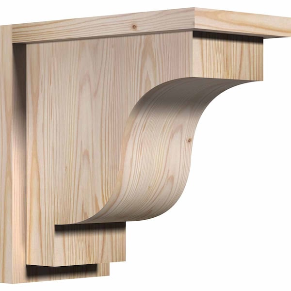 Ekena Millwork Newport Smooth Corbel w/Backplate, Douglas Fir, 7 1/2"W x 14"D x 14"H COR08X14X14NEW01SDF - main